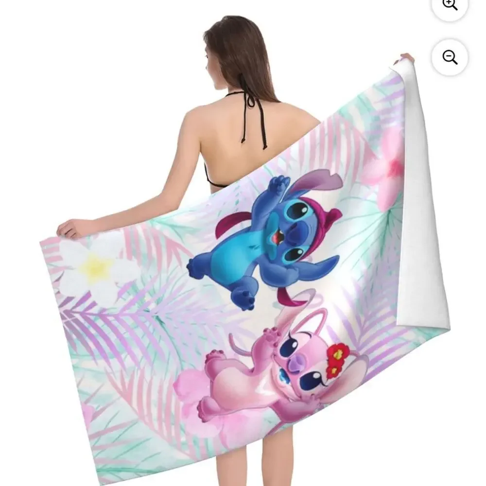 Lilo & Stitch Bath Beach Towel Microfiber Soft Swim Kids Adults Blue Pink 52x32